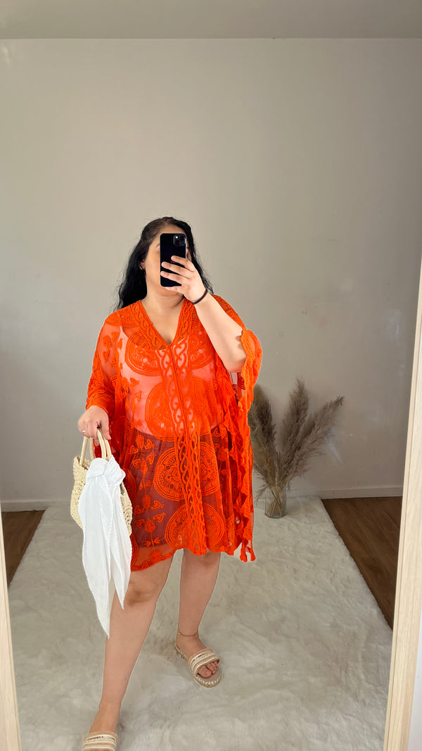 Paréo robe de plage orange