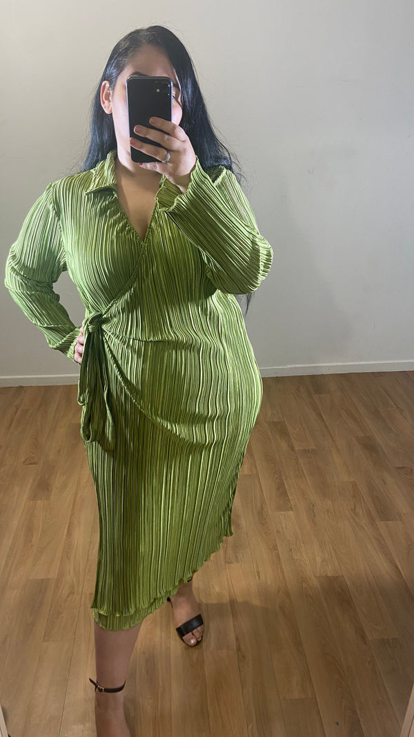 Robe plissée Sophie vert